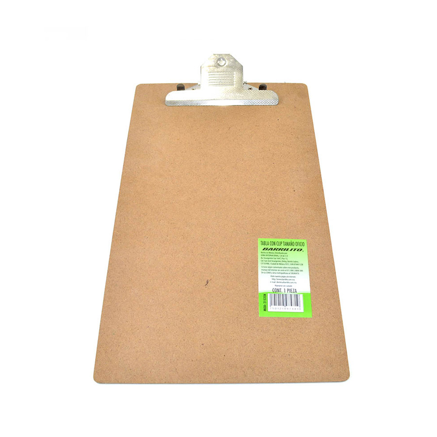 Tabla Con Clip Barrilito Madera Tamaño Oficio