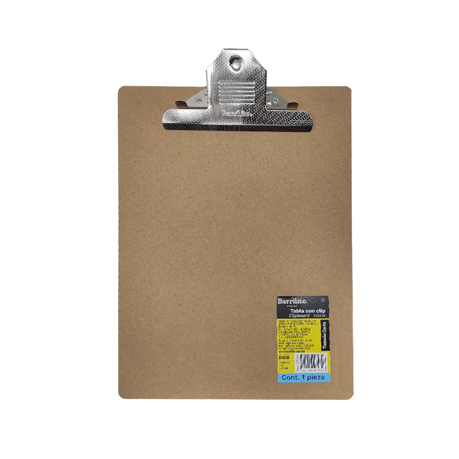 Tabla Con Clip Barrilito Madera Tamaño Carta