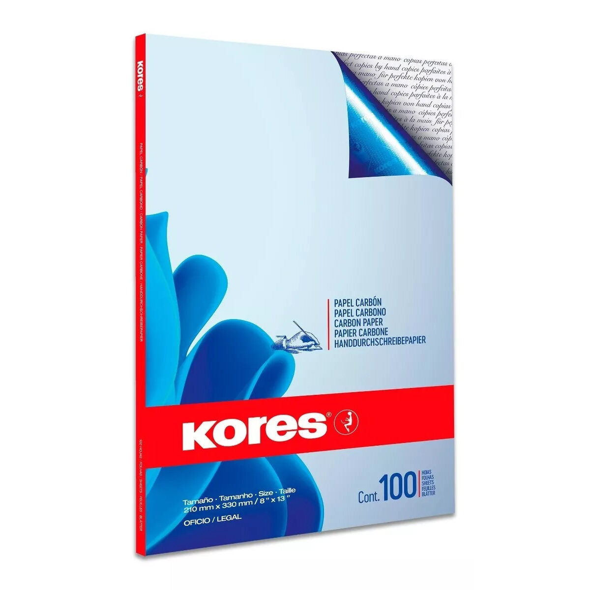 Papel Carbon Kores Kopynet Oficio Azul P/Lapiz C/100
