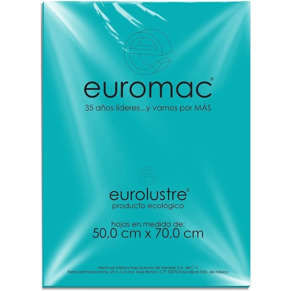 Papel Lustre Euromac Azul Aquamarino 50X70 24 Hojas