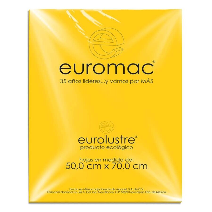 Papel Lustre Euromac Amarillo Oro 50X70 25 Hojas