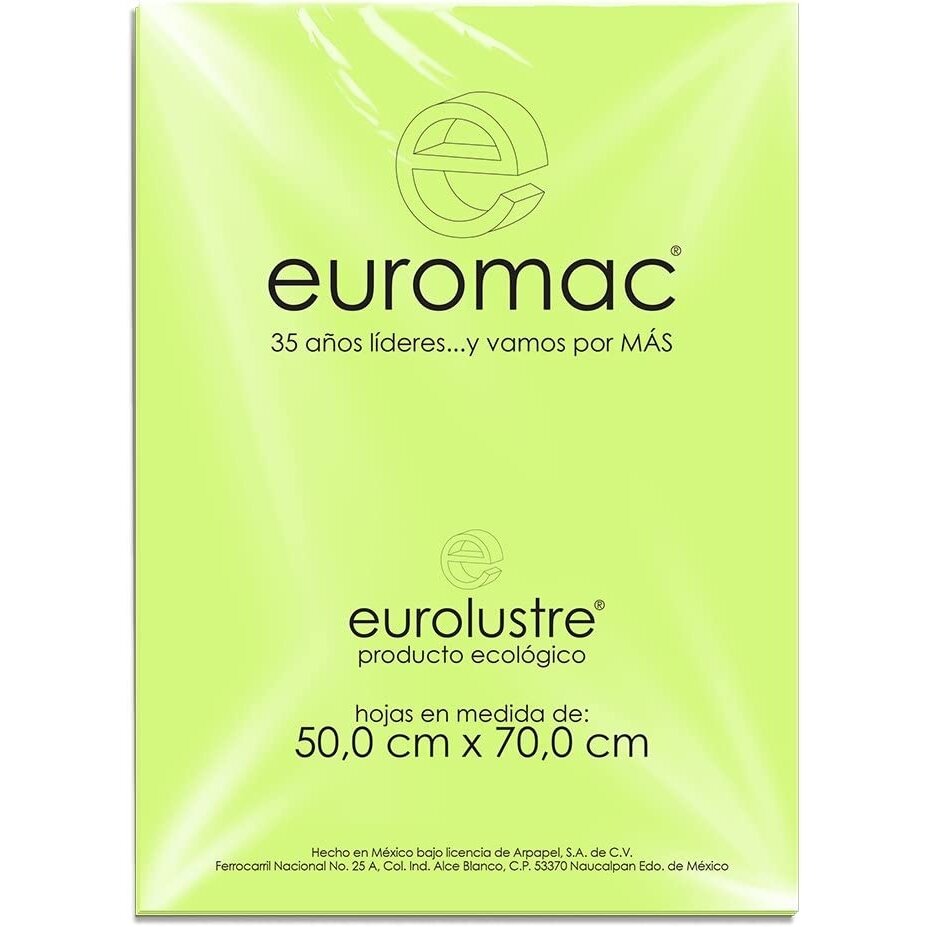 Papel Lustre Euromac Verde Nilo 50X70 24Hojas