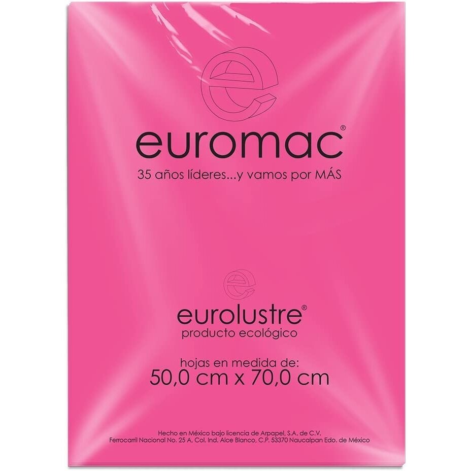Papel Lustre Euromac Rosa Mexicano 50X70 24Hojas