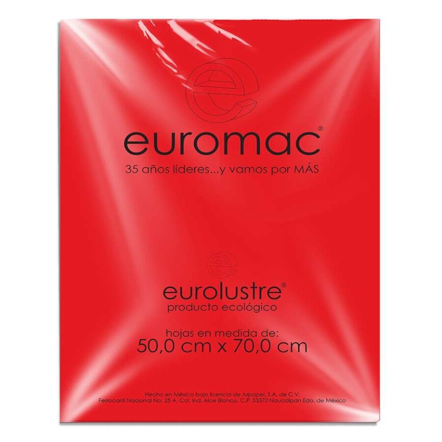 Papel Lustre Euromac Rojo 50X70 24Hojas Articulos Escolar Y Oficina