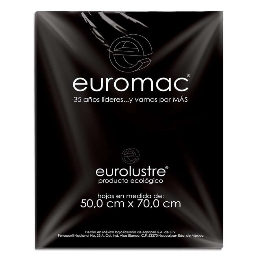 Papel Lustre Euromac Negro 50X70 25 Hojas