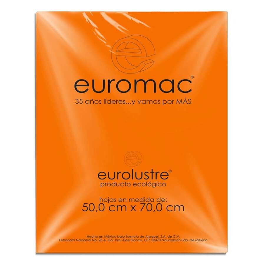 Papel Lustre Euromac Naranja 50X70 25 Hojas