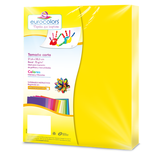 Papel Cortado Eurocolors Carta Amarillo Neon C/100