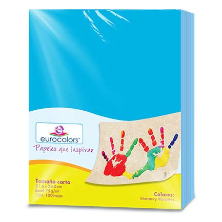 Papel Cortado Eurocolors Carta Azul Celeste Paq C/100 Pz