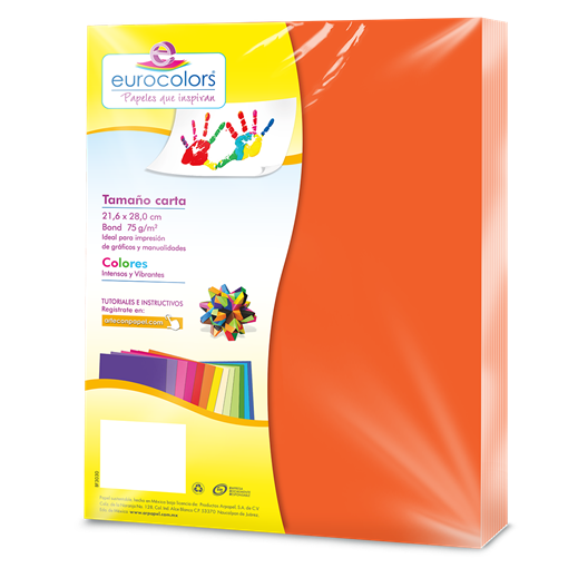 Papel Cortado Eurocolors Carta Naranja Neon C/100