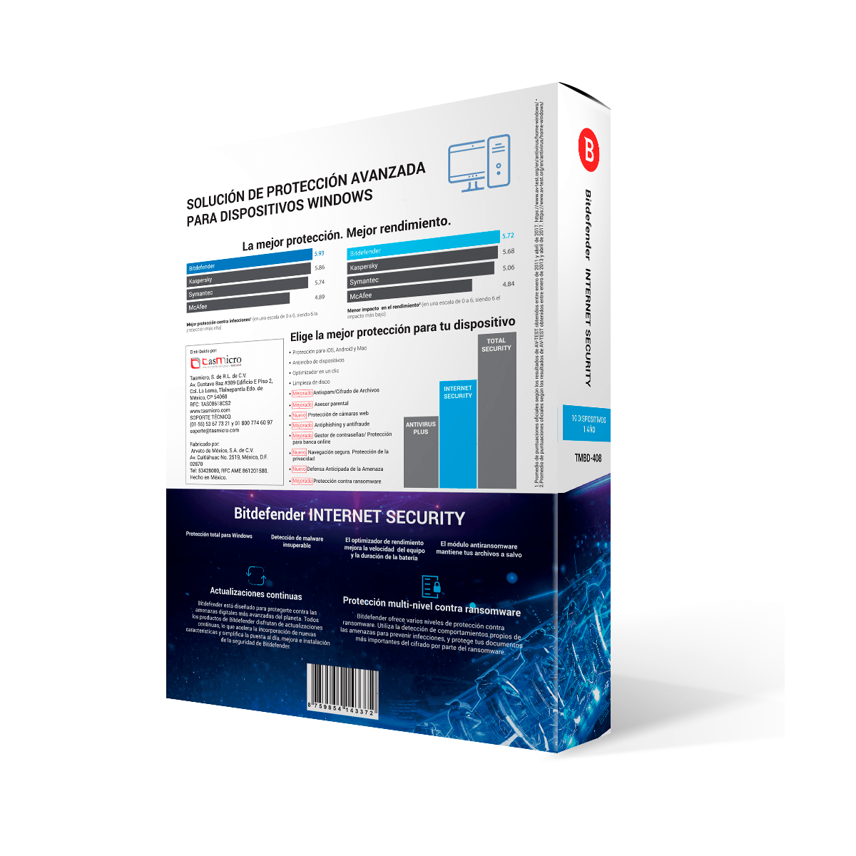 Internet Security Bitdefender 2018 1Año 10 Usuarios (Tmbd-408)