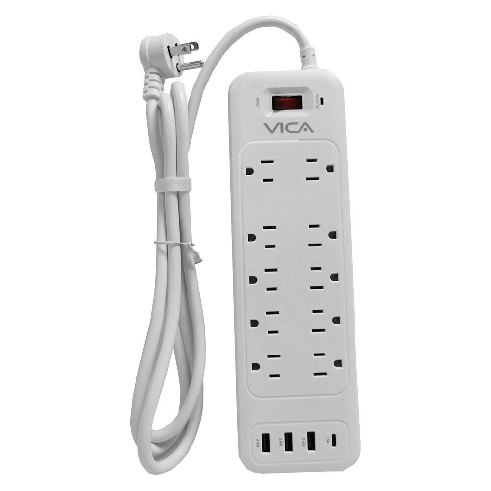 Multicontacto Con Supresor De Picos Vica Ex 9P 3X Usb-A 1X Usb-C 10X Contactos