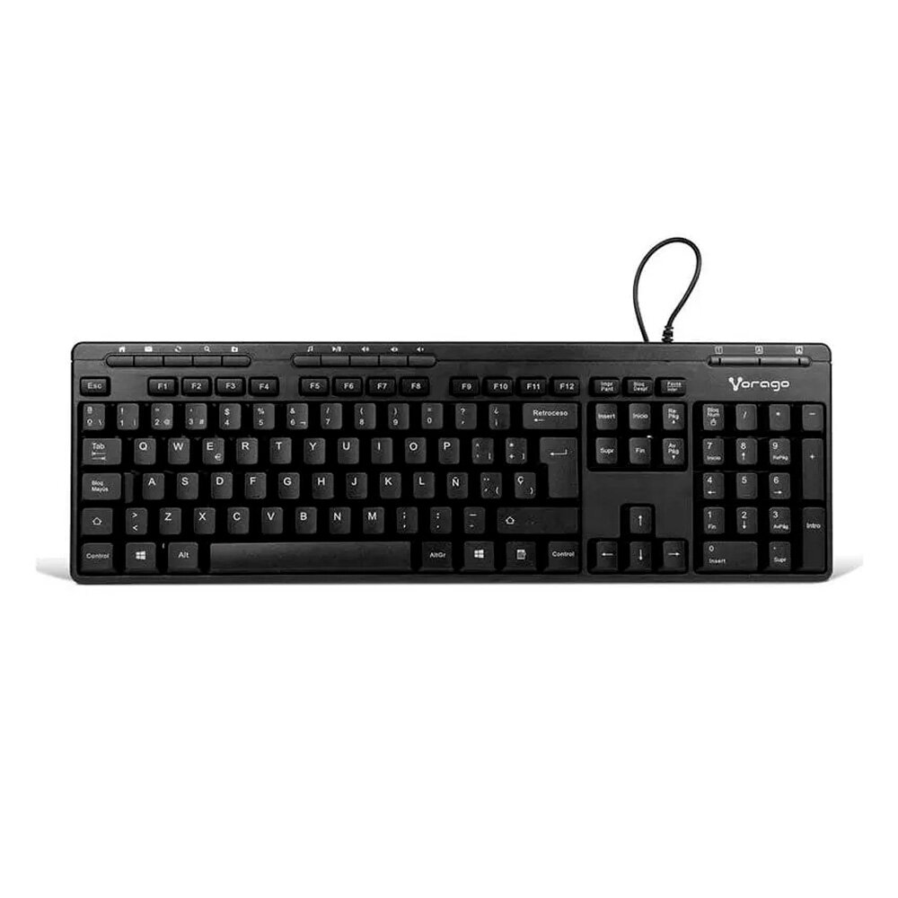 Teclado Multimedia Vorago Kb-202 Alámbrico Usb Negro Ac-445883-1