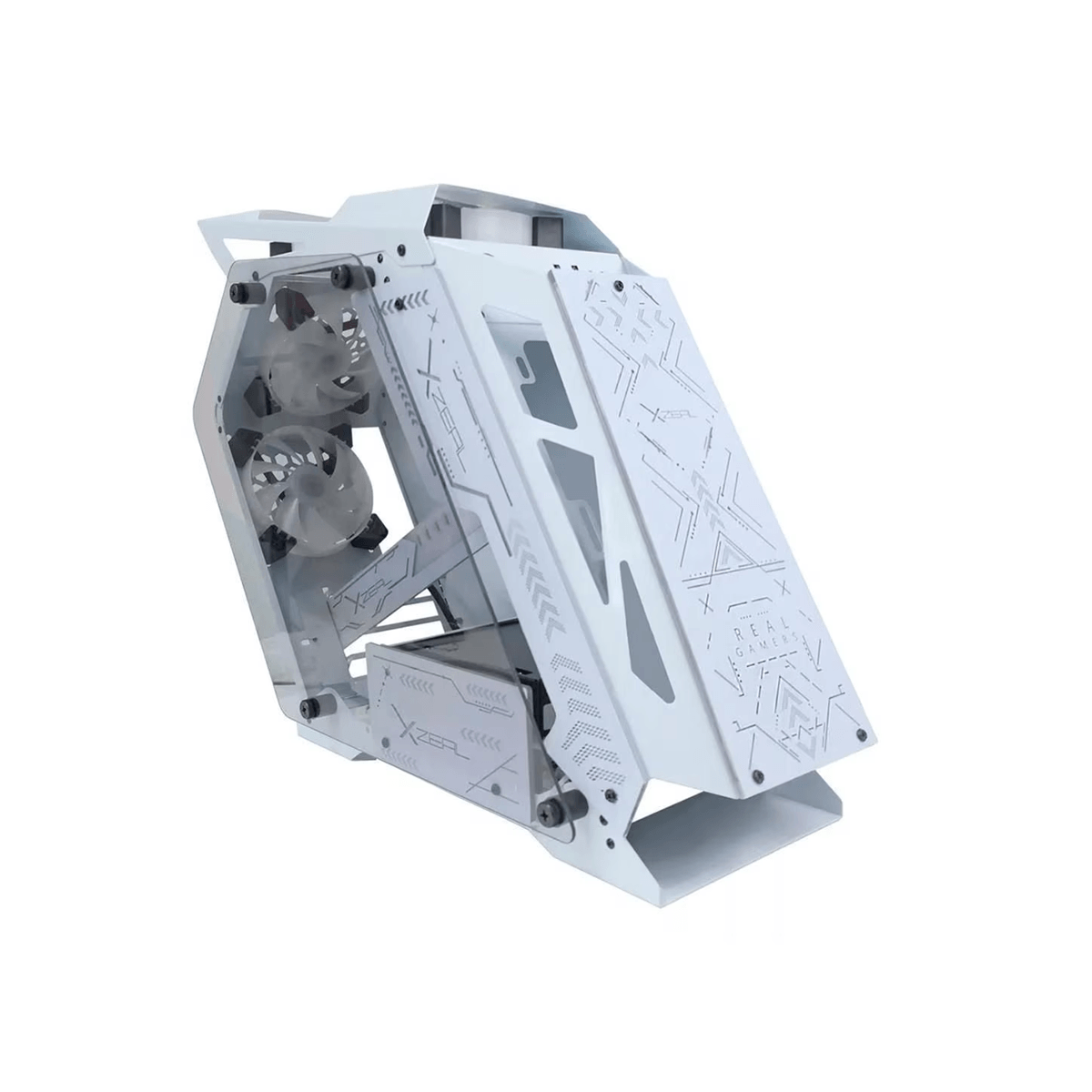 Gabinete Xzeal Ir02 Midi-Tower Micro-Atx Usb 3.0 4X 120Mm Rgb Paneles Cristal Blanco Xzgairrgbw