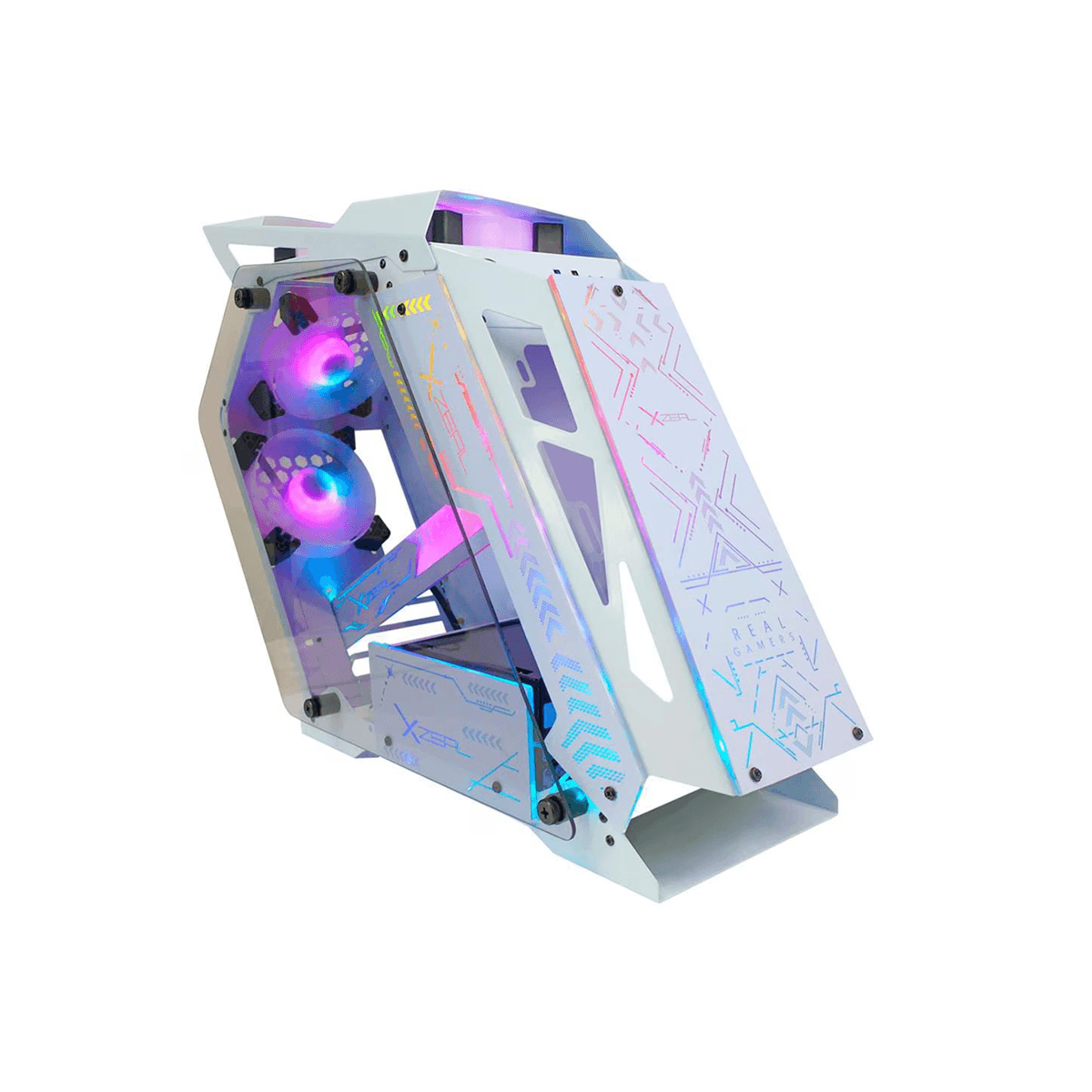 Gabinete Xzeal Ir02 Midi-Tower Micro-Atx Usb 3.0 4X 120Mm Rgb Paneles Cristal Blanco Xzgairrgbw