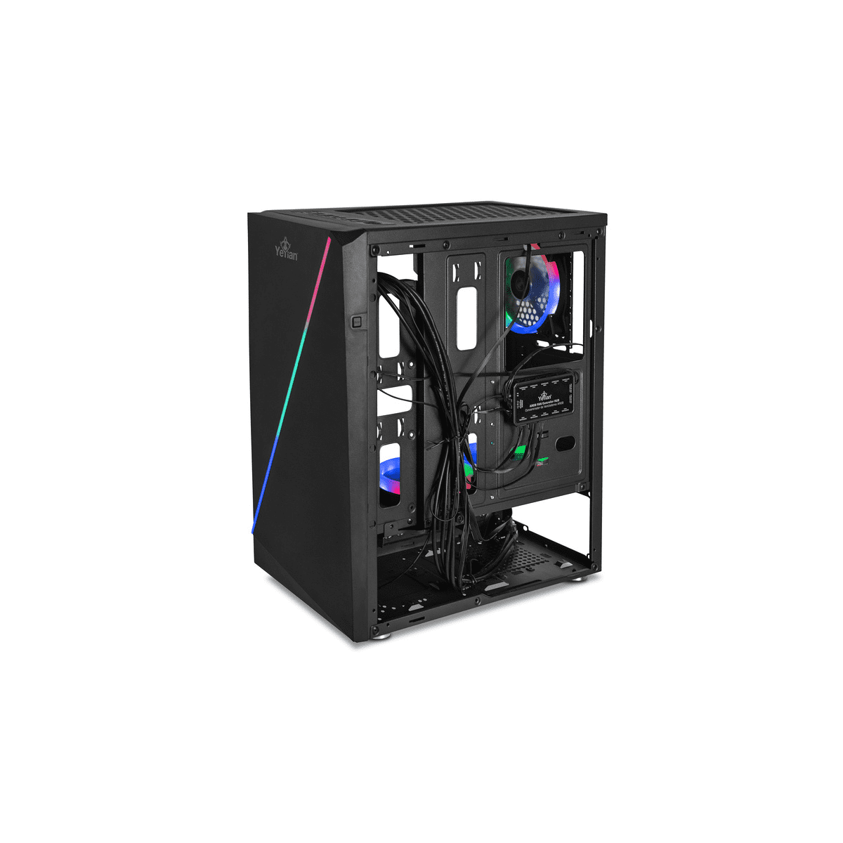 Gabinete Yeyian Crescent Master Midi-Tower Atx Con Ventana Usb 3.0 3X Ventiladores Rgb Ych-Lar7-01Bk
