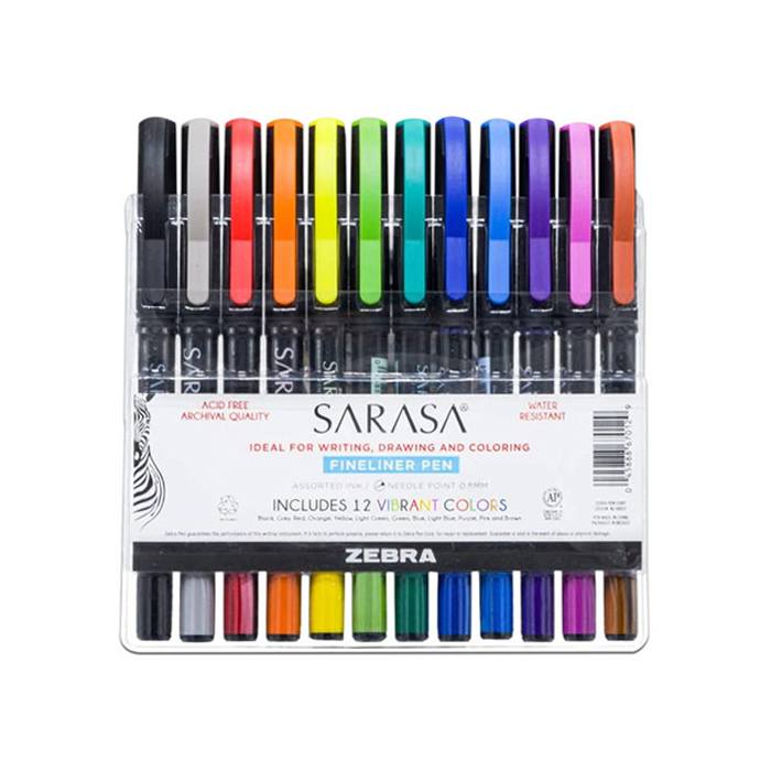 Marcador Zebra 4008-46 Sarasa Porous 0.8Mm Colores Surtidos 12 Piezas